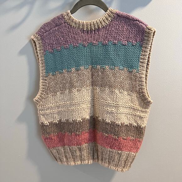 Vtg JbJ Sportswear Multicolor Stripe Pullover Sweater Vest Size L - Picture 4 of 7